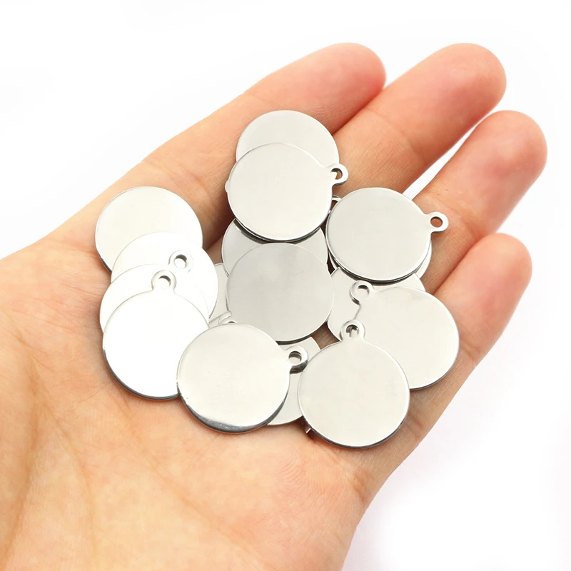 20-200pcs 6-25mm Stainless Steel Round Coin Charms Pendant DIY Jewelry Making Accessories Fingings for Necklace Bracelet