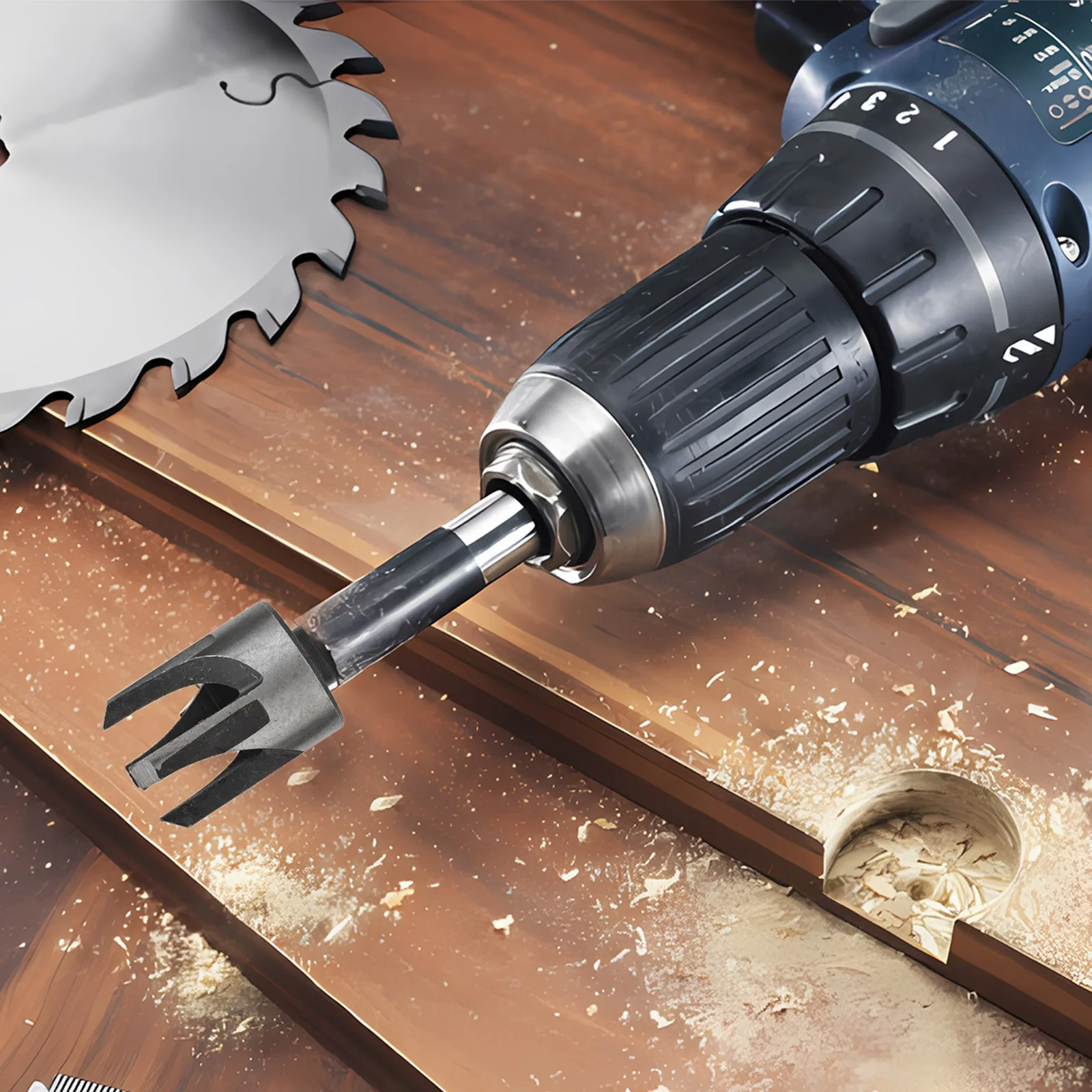 8Pcs Drill Bit Set Four Flute Dowel Hole Cutter Round Handle 8-piece Set Enlarging Existing Hole Straight Holes