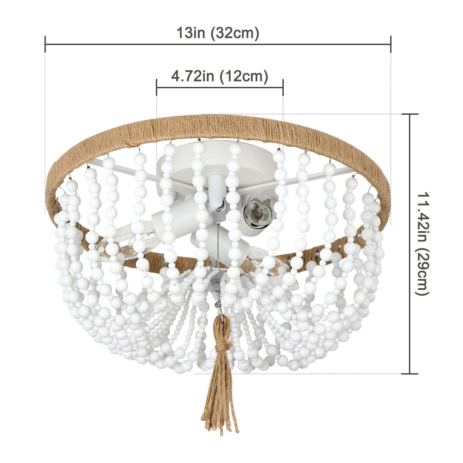 3-Light Boho Ceiling Light, E12 Base Flush Mount Ceiling Light Antique Mini Chandelier for Bedroom, Hallway, Entryway