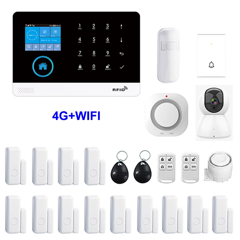 acj smart alarm host system pir sensor sem fio home security suporte alexa faca voce mesmo smart life controle app wi fi 4g pg103 tuya 01