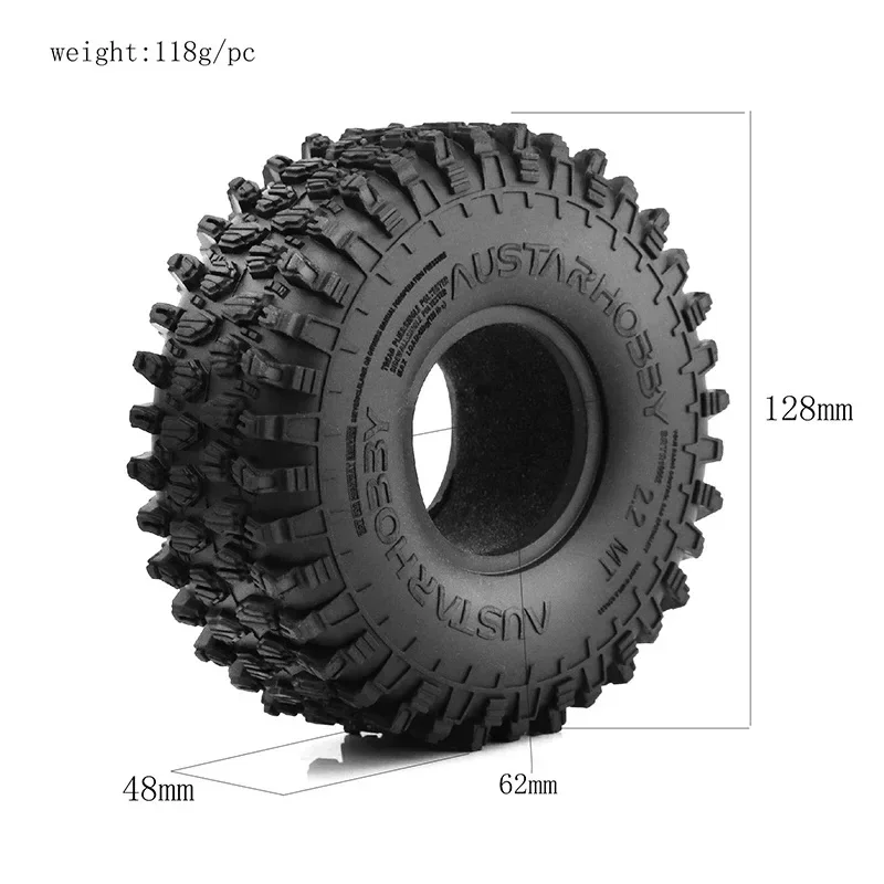 4 pz 128mm 2.2 pollici gomma pneumatico ruota pneumatico per 1/10 RC Crawler auto Axial SCX10 Wraith Capra RR10 Traxxas TRX4 D90 Redcat