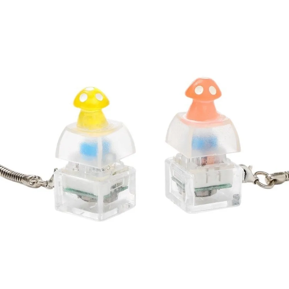 Press Light Clicker Fidget Keychain Clear Translucent Button Clicker Keyring Cartoon Animals Compact Clicking Duck Keychain