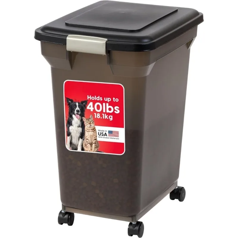 

Airtight Pet Food Storage Container with Wheels for Dog Cat Bird Food Keep Fresh Translucent Bin