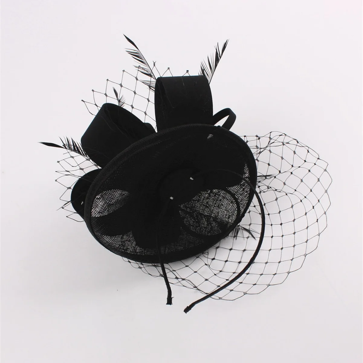 Hair Clip Retro Black Mesh Feather Floral Veil Party Banquet Headwear Lightweight Medium Daily Chic