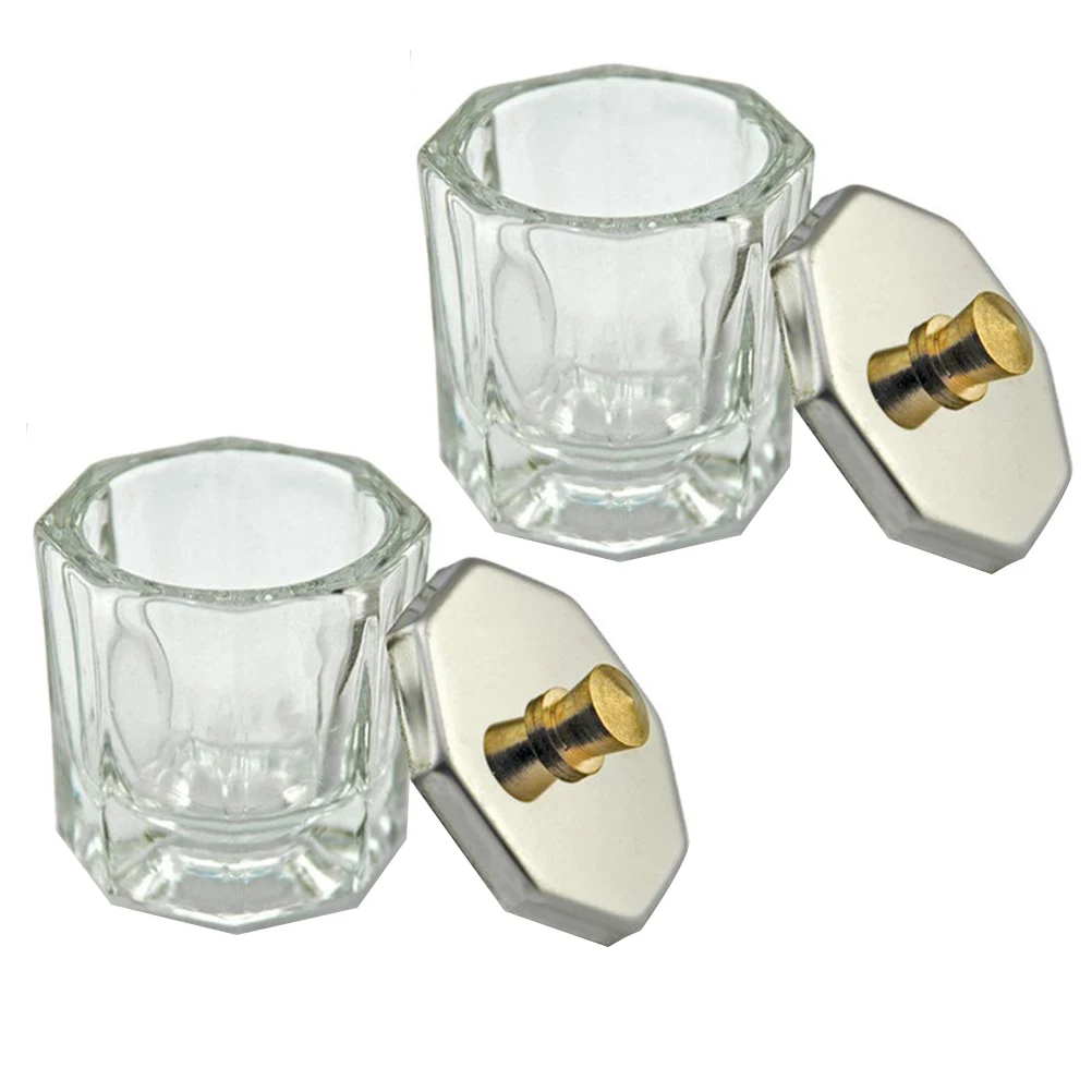 2 個のクリスタルカッププレミアムガラスネイルアートカップアクリル液体パウダーを混合するための簡単なクリーニングホームプロフェッショナルマニキュア使用