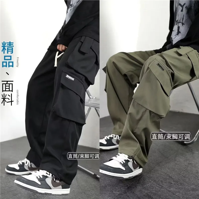 

Multi Pocket Cargo Pants Men's Casual Pants Elastic Waist Large Pocket Sweatpants Men's Loose Trousers Breathable Jogging Pants