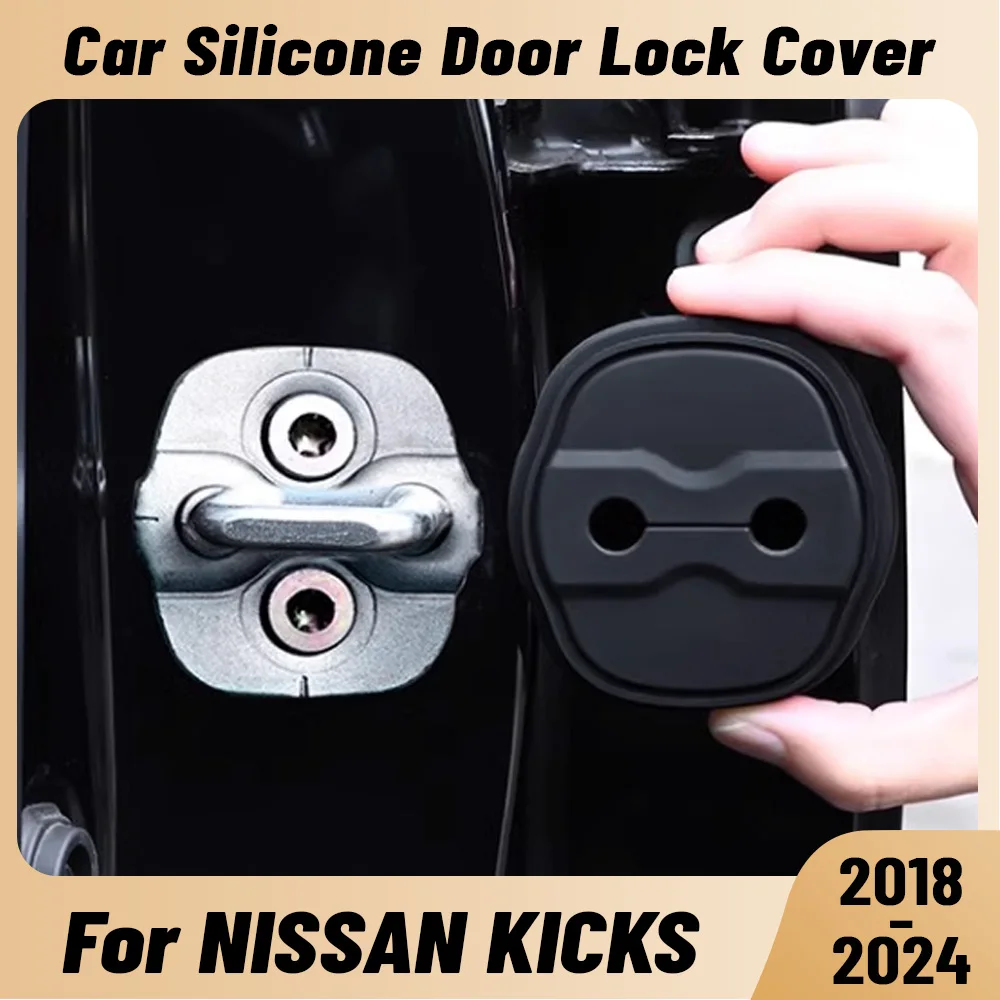 For NISSAN KICKS 2018-2024 Car Door Shock Absorber Door Lock Protector Silicone Auto Door Lock Latches Cover Accessories