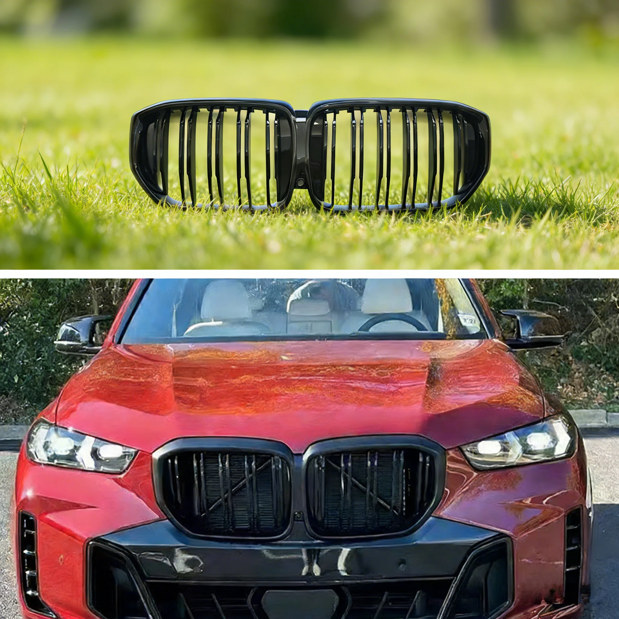 

Front Grille Hood Kidney Mesh Air Intake Racing Grill w/ Camera Hole For BMW G05 LCI X5 2023-2024