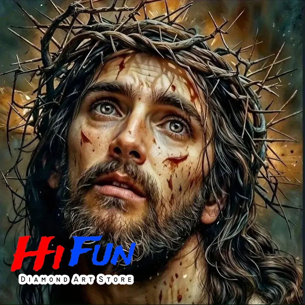

DIY Diamond Painting Cross Stitch Kits Jesus Christ Crown of Thorns Embroidery Inspirational God Poster Catholic Decor Painting