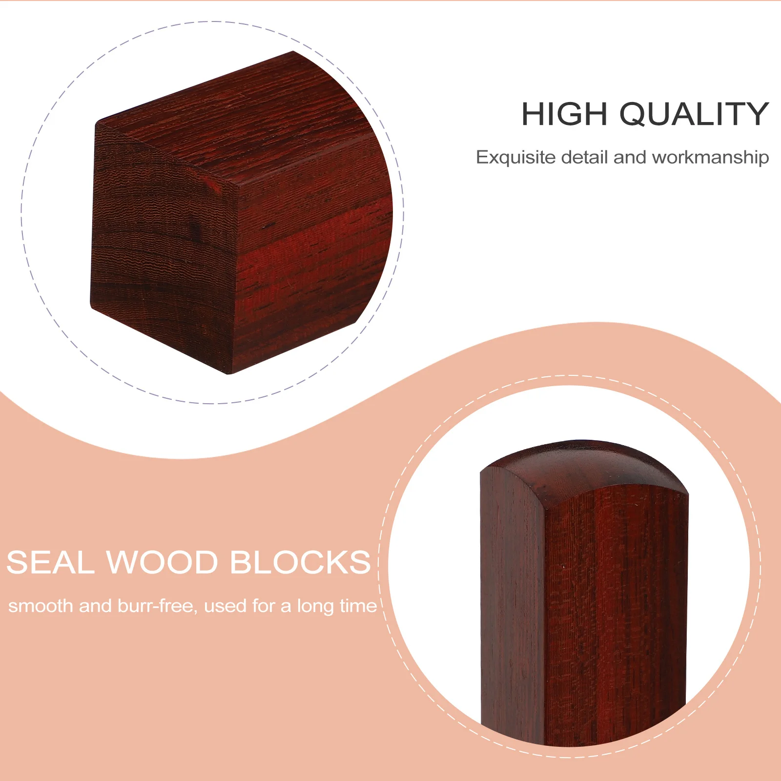 

2Pcs Red Sandalwood Wooden Scrapbook Seals Polished Smoothly Best Material Engraving DIY Stamps Blank Stamps Wooden Seal