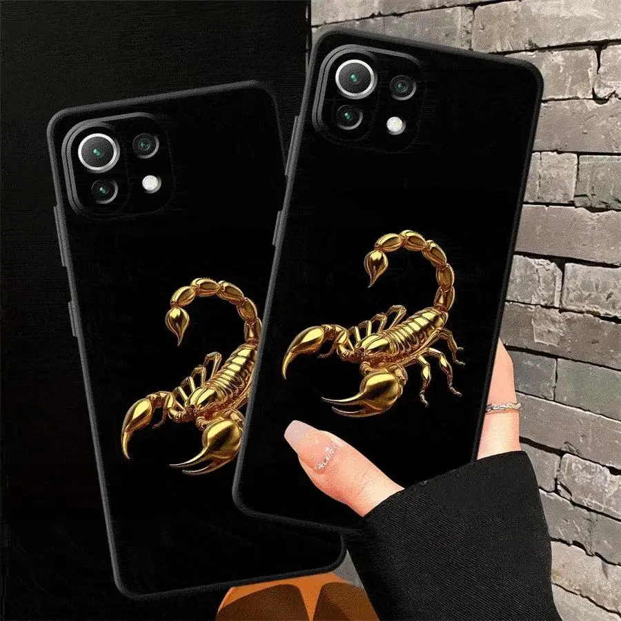 Black Soft Phone Cover Case for Xiaomi Mi 11 12 13 Lite 10T 11T 12T Pro 12X 13 14 15 Pro Scorpion Pattern Design