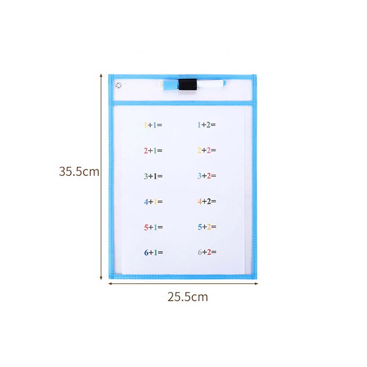 6-Color Reusable Dry Erase File Bags with Writing Practice Wipeable 6-Color Whiteboard Pen And 1 Random Color  Eraser Set image 3