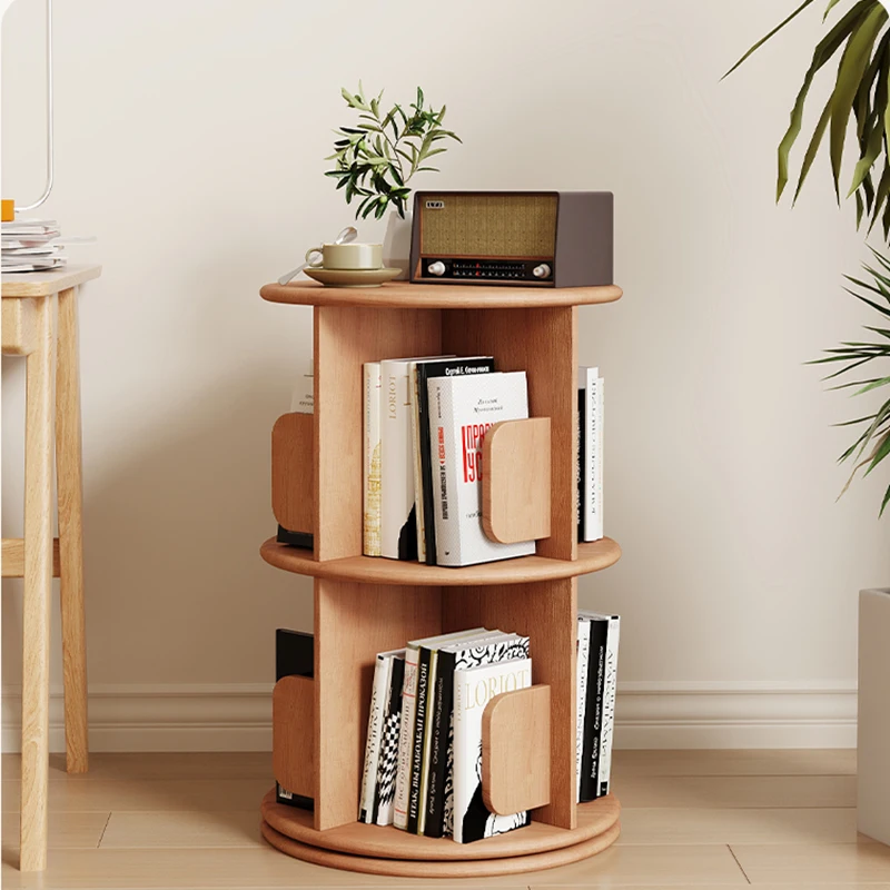 Wooden Unique Book Shelf Organzier Indoor Design Rotating Storage Corner Shelves Mobile Estante Para Livros Modern Furniture