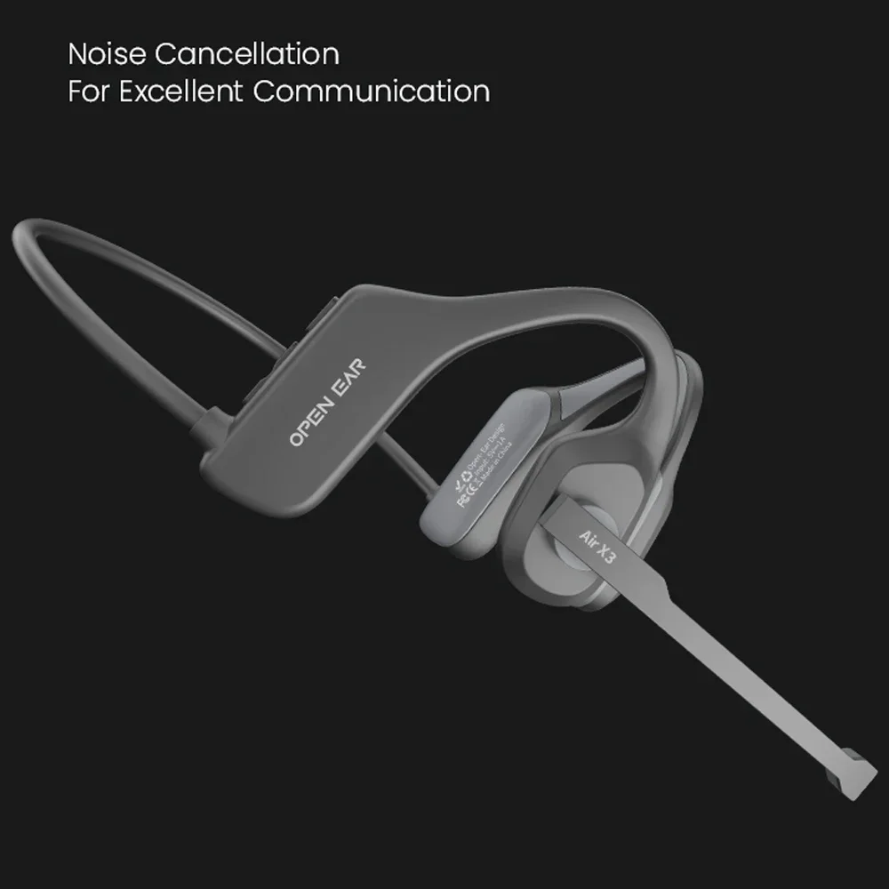 AWUA Handsfree Bluetooth Air Bone Conduction Earphones With Noise Cancelling Boom Microphone Business Open Ear Headphones