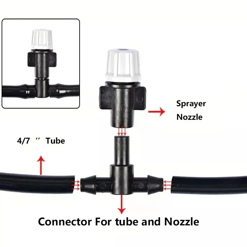Nieuwe Irrigatie 10 Meter 10 Sprinklers Nozzles Water Sproeier Verneveling Fog Cooling Nozzle Systeem Tuin Agrarische Sproeier Systeem