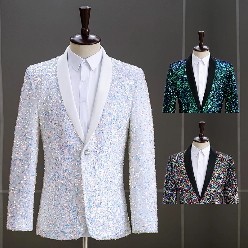 

k363 Men's formal suit stage performance suit host colorful jacket