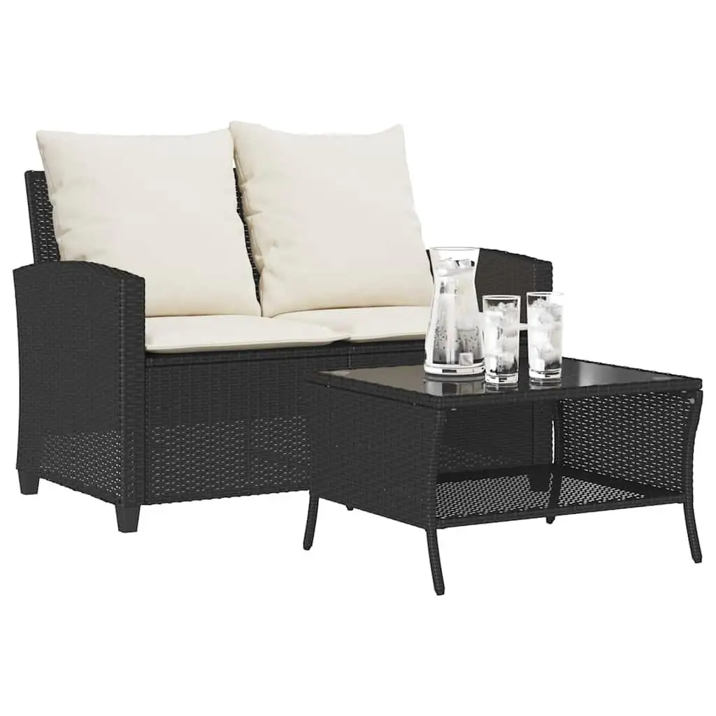 

Garden Sofa Black Cream White PE Rattan Medium Removable Cushion Covers Outdoor Furniture Set Stylish Comfort for Patio and