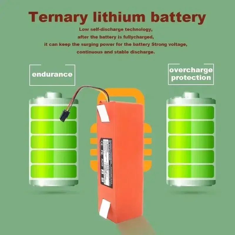 Imagem -03 - Bateria de Substituição para Xiaomi Roborock Aspirador Robótico Original 14.4v 12800mah S55 S60 S65 S50 S51 s5 Max s6