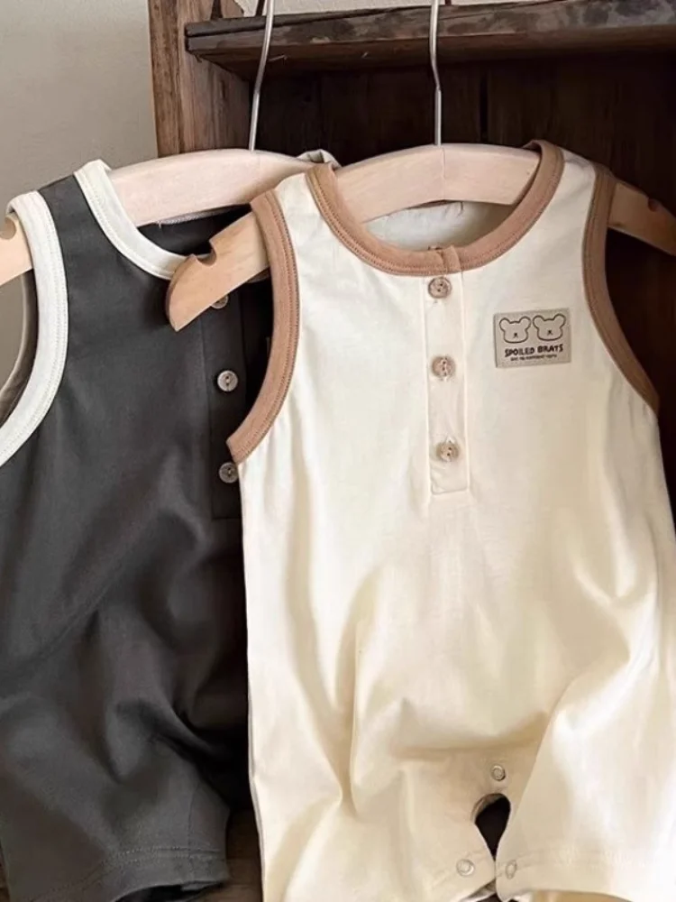 

Одежда для малышей, новинка лета 2021, корейский домашний жилет для родителей и детей, жилет Harvey Onesie Cling «все в одном»