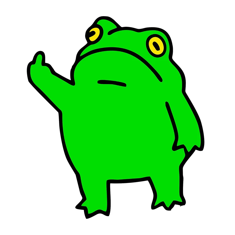 Little Green Frog Reflective Car Sticker Cute and Funny Personality Middle Finger Gesture Motorcycle Waterproof Sticker