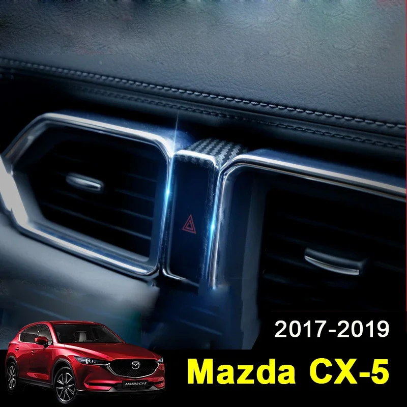 For MAZDA CX-5 CX5 CX 5 2017-2019 2022 2023 2024 Car Dashboard Double Flash Warning Light Lamp Switch Frame Cover Accessories