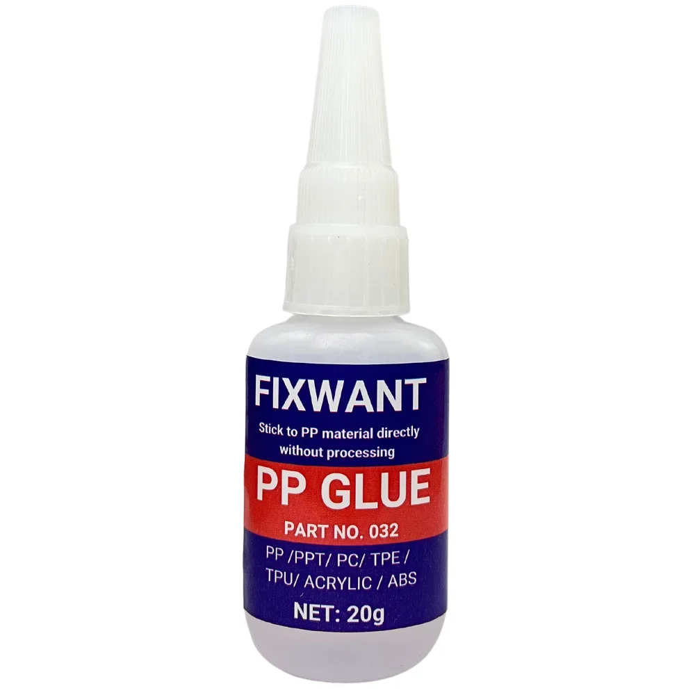 FIXWANT PP/ PPT/ PC/ TPE/ TPU/ ACRYLIC/ ABS Electronic Components Metal Adhesive Fast Instant Super Glue for Plastic 20g