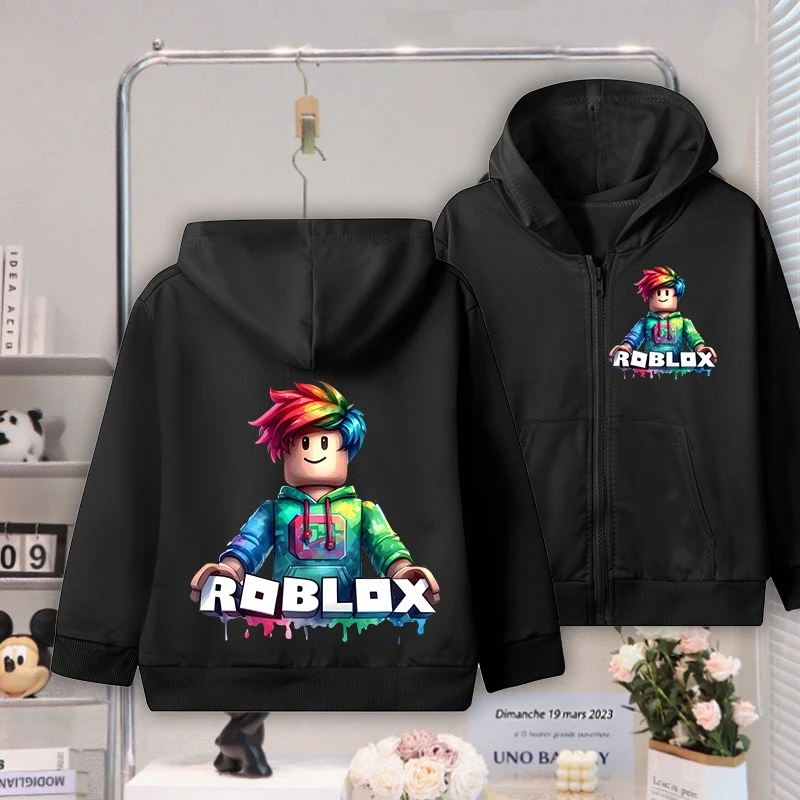 ROBLOX الخريف مضحك زمم بلوزات هوديي ملابس الأطفال طفل فتاة صبي البلوز سستة هودي الطفل ملابس علوية غير رسمية