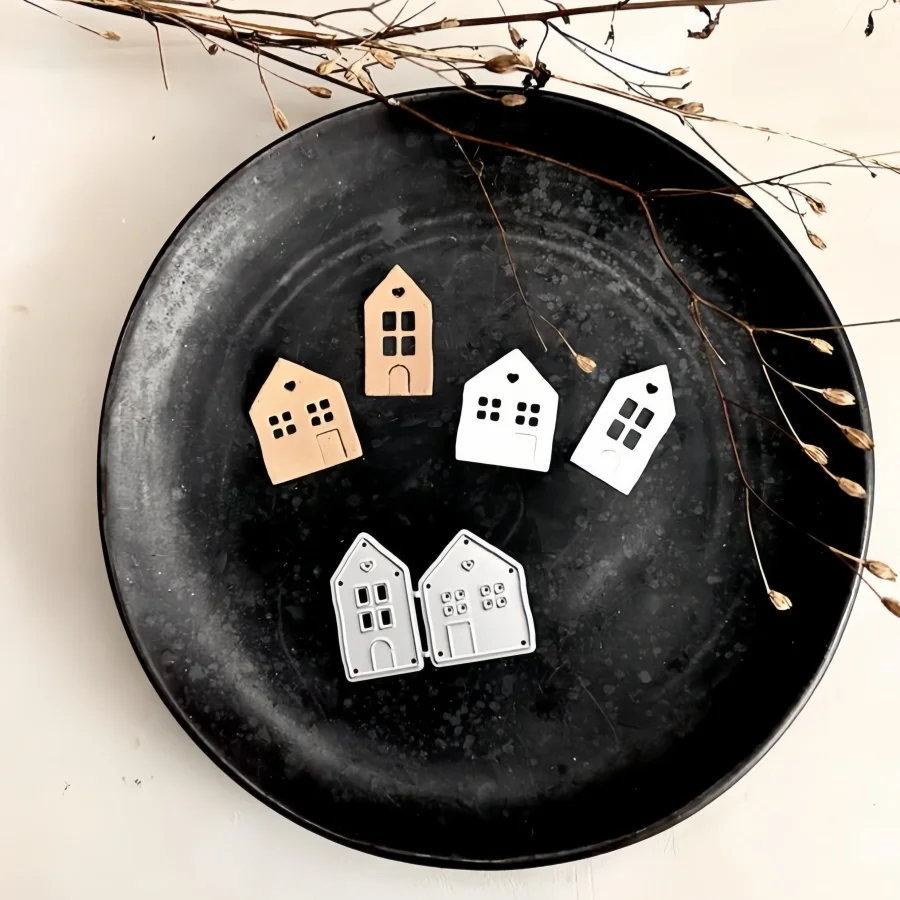 Nouveauté 2026 : Matrices de découpe en métal pour maisons mignonnes, mini-matrices de découpe pour bâtiments de village, pour cartes de Noël DIY, cadeaux artisanaux chaleureux