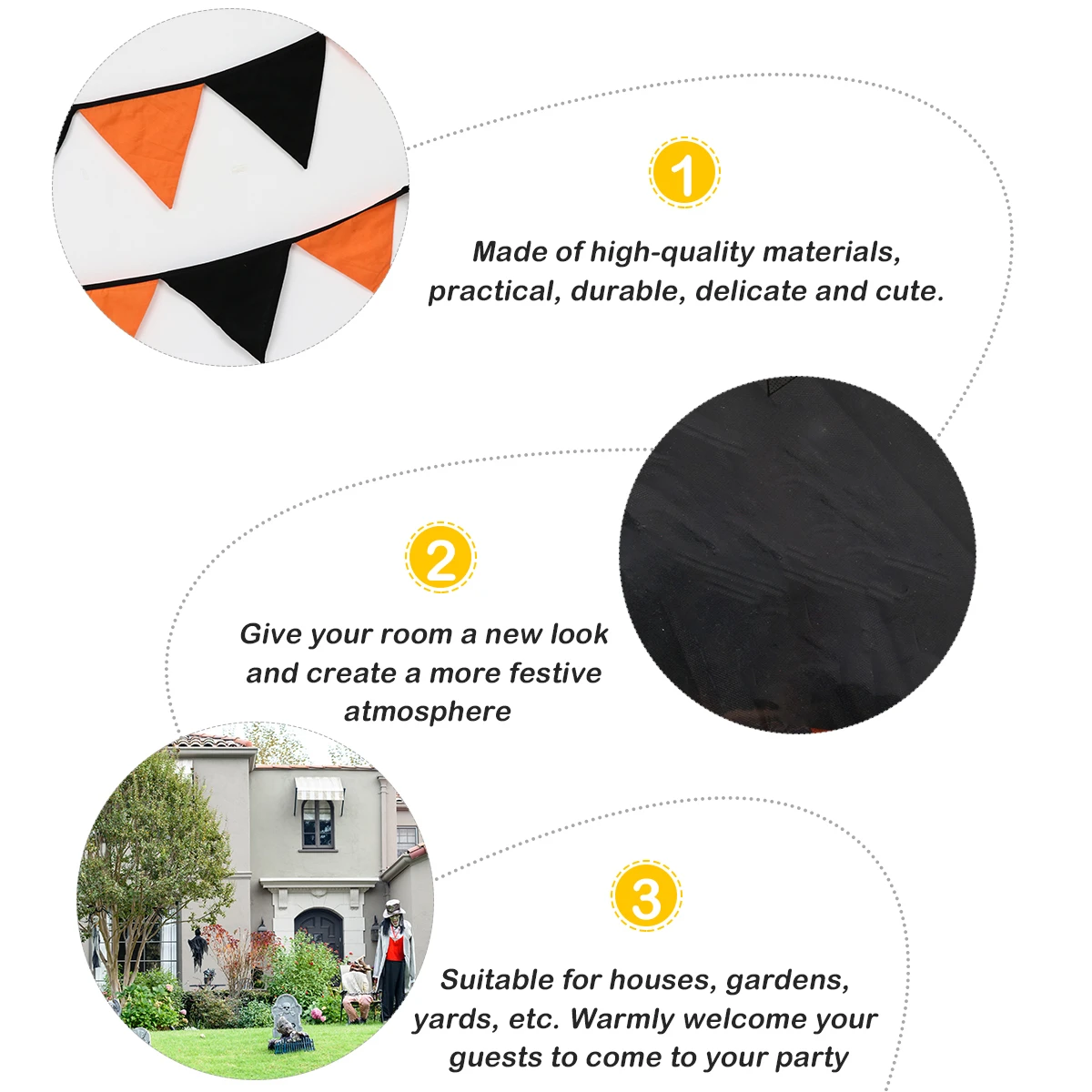 

2pcs Triangular Halloween Banner Flags Party Decorations Hanging Backdrop Home Garden Bunting Festive Atmosphere Easy Install
