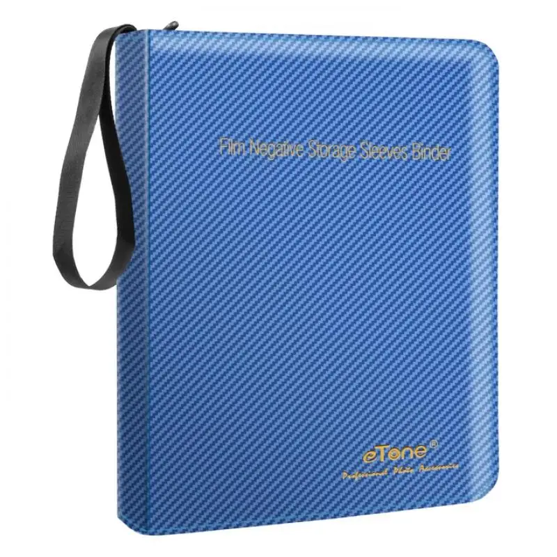 eTone Portable Film Negative Pages Album Blue Acid-Free Storage Zipper Ring Sleeves Binder for 135 35mm 120 4x5 8x10 Film