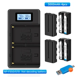 NP-F550 NP-F570 NP F550 F570 Camera Battery+LCD Dual Charger for Sony NP-F330 NP-F530 NP-F570 NP-F730 Monitor fill light battery
