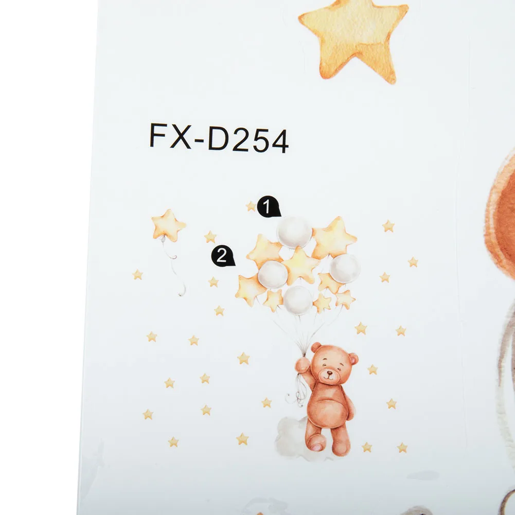 Decorative Nursery Wall Sticker Featuring For Teddy Bear and Balloons Removable PVC Decal for Kids' Bedroom or Playroom