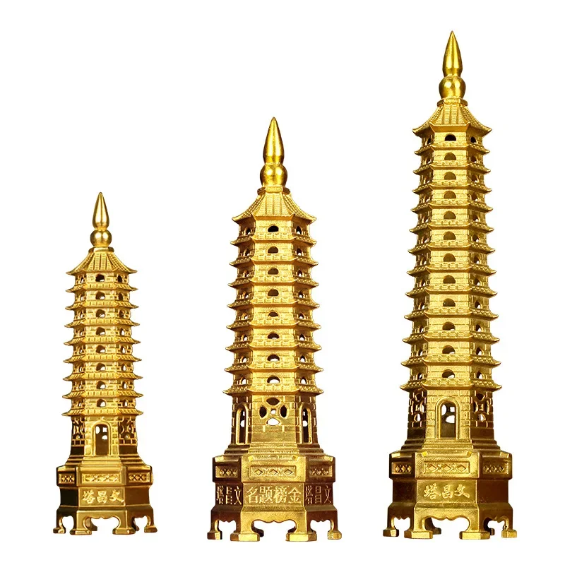 Brass Wenchang Tower Ornament  9,  13 Home Decoration Crafts