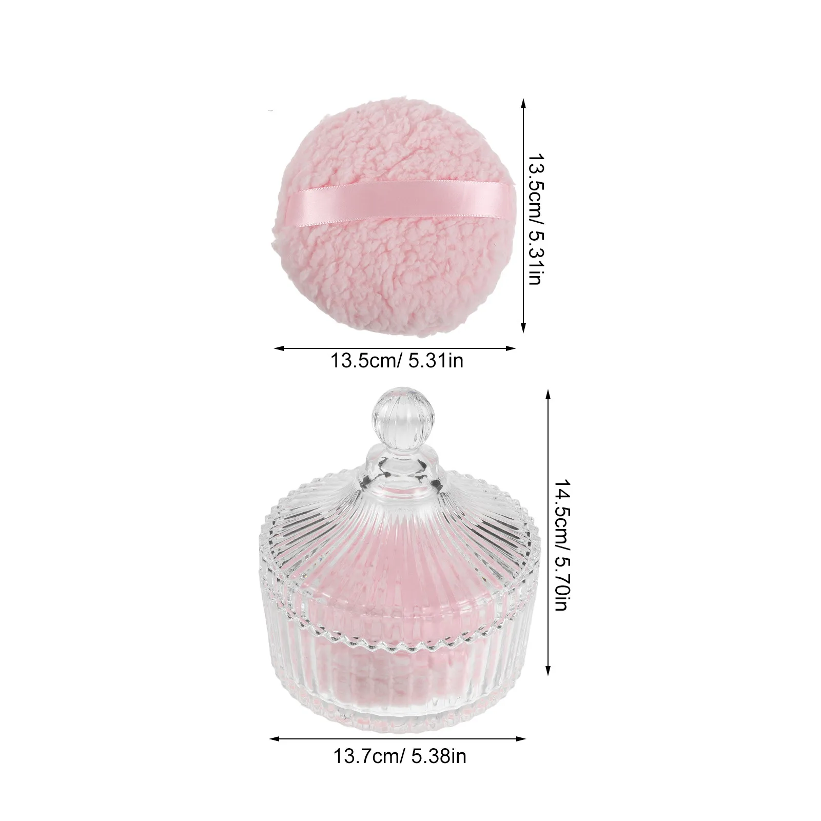 135x45cm Xl Body Powder Puff with Glass Container Short Pile Powder Applicator for Face and Body Natural Finish Reusable Travel