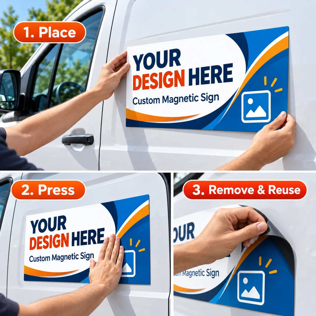 Custom 1:2 Rectangular Car Magnetic Sign Personalized Business Logo Removable Reusable Vehicle Advertising Magnet