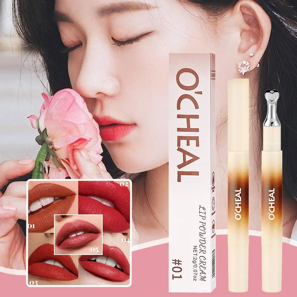 5 kleuren luchtkussen lippoeder crème mat langdurig hydraterende lippenstift waterdicht niet-overdracht lipgloss gladde make-up cosmetisch