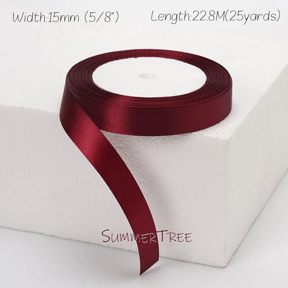Burgunderrotes Seidensatinband, 22,8 Meter, 6 mm, 10 mm, 15 mm, 25 mm, 38 mm, 50 mm, Weinrot, für handgefertigte DIY-Geschenkverpackungen, Hochzeit, Party, Dekoration – Detail 10