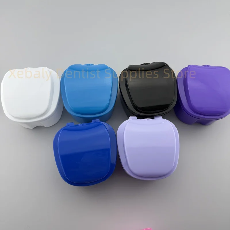 20Pcs Oral Denture Care Bath Box Cleaning False Teeth Nursing with Hanging Net Container Cleaning False Teeth Bath Case Dropship