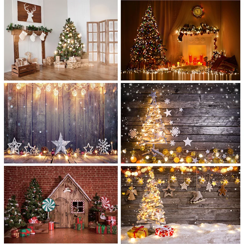 

SHUOZHIKE Christmas Photography Background Snowman Christmas tree Portrait Backdrops For Photo Studio Props CXSC -06