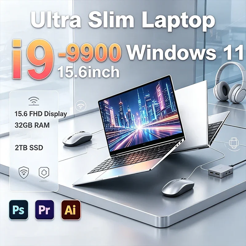 120Hz FHD IPS 15.6 Inch Notebook Intel I9-9900 32GB RAM 2TB High Speed SSD Backlit Keyboard Long Endurance Battery