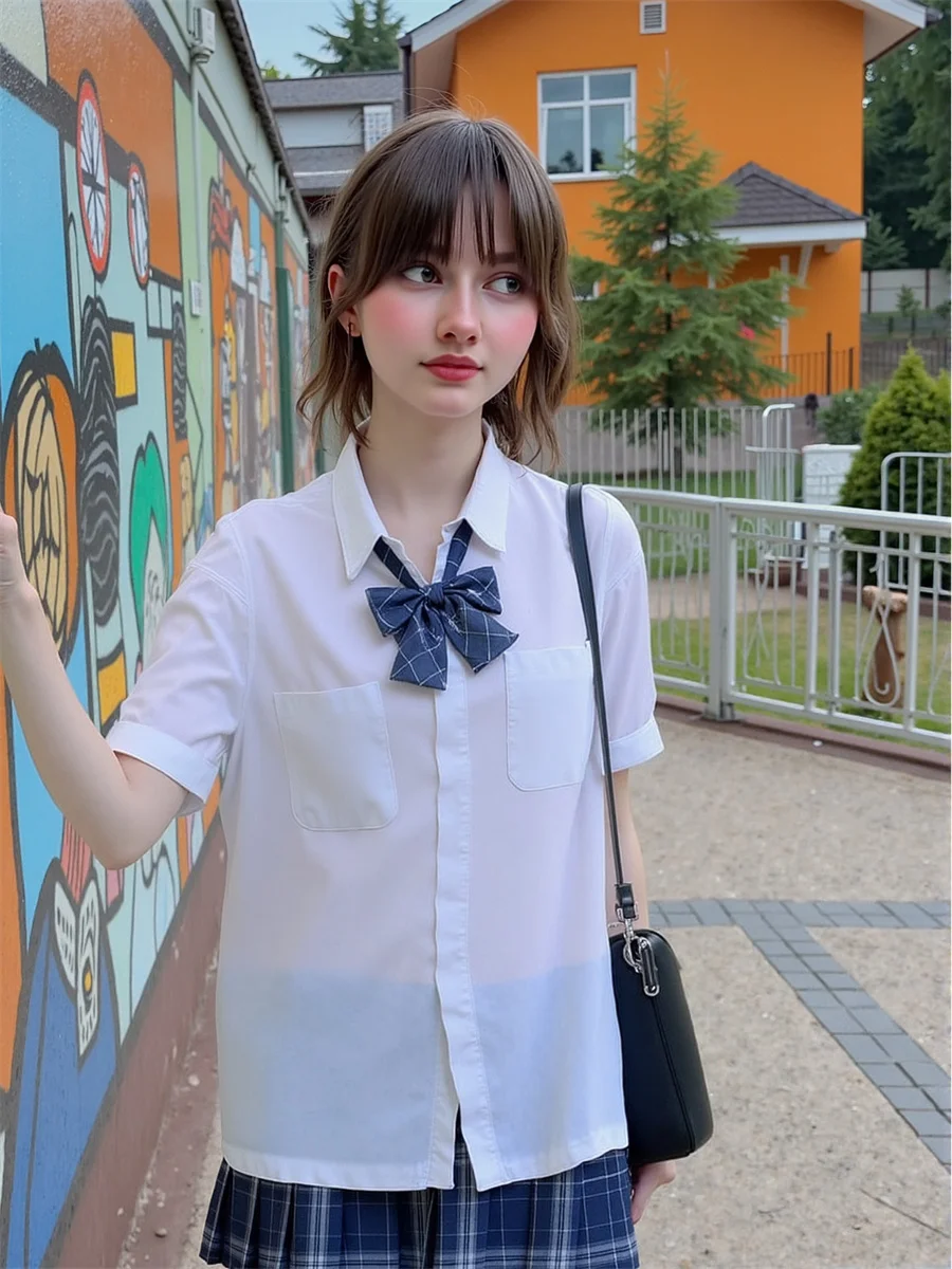 

Рубашки в корейском стиле с коротким рукавом, свободные женские хлопковые блузки, элегантная женская одежда, трендовая зимняя рубашка с воротником 2025 года, уменьшающая возраст