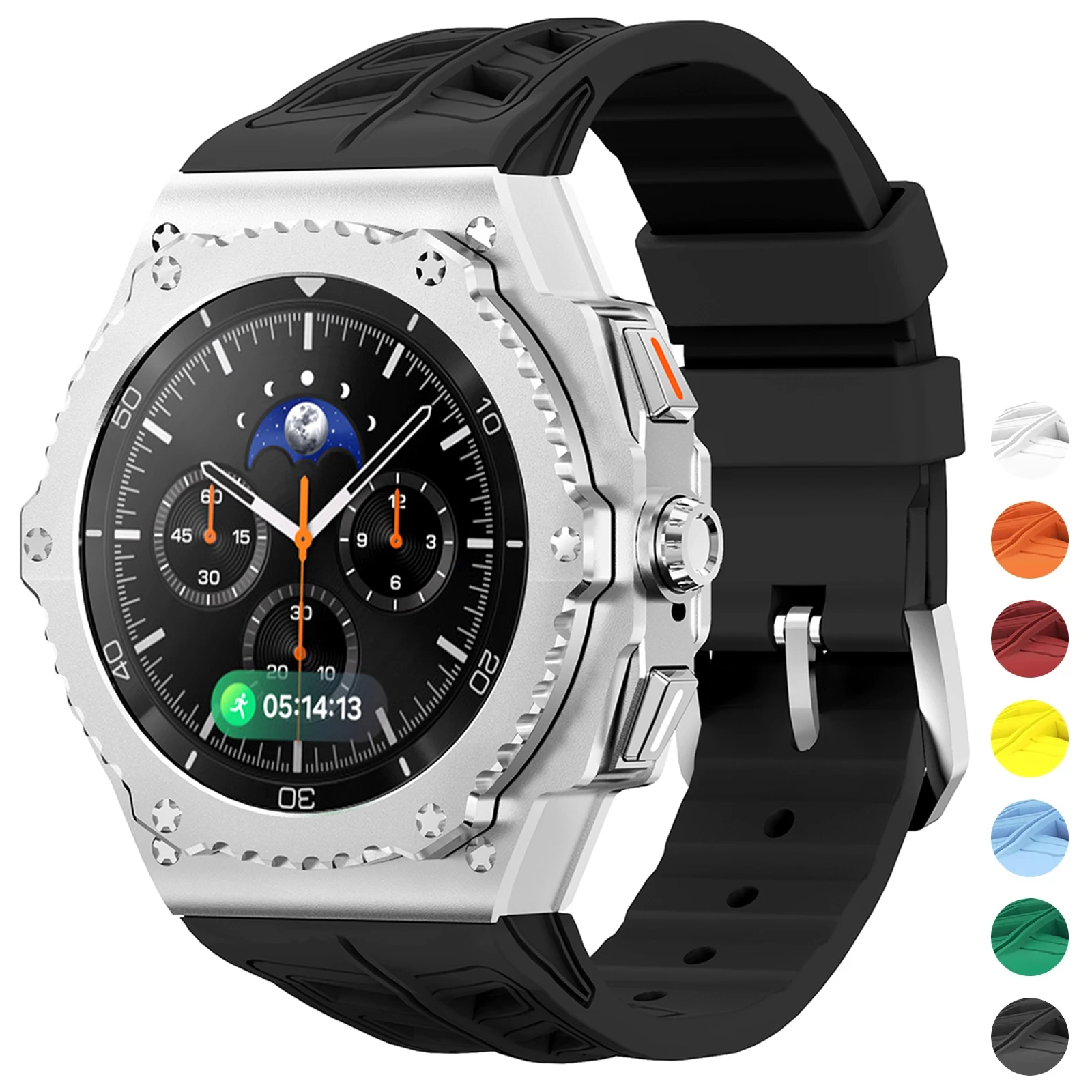 

Роскошный комплект для модификации Samsung Galaxy Watch 8 Classic 46 мм: корпус из нержавеющей стали, силиконовый ремешок для Watch 8 46 мм, аксессуары