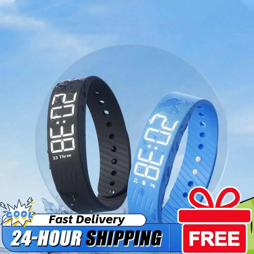 Vibrating Alarm Wristband Waterproof Silent Wrist Shock Bands with Step Counter Pedometer for Heavy Sleepers Students
