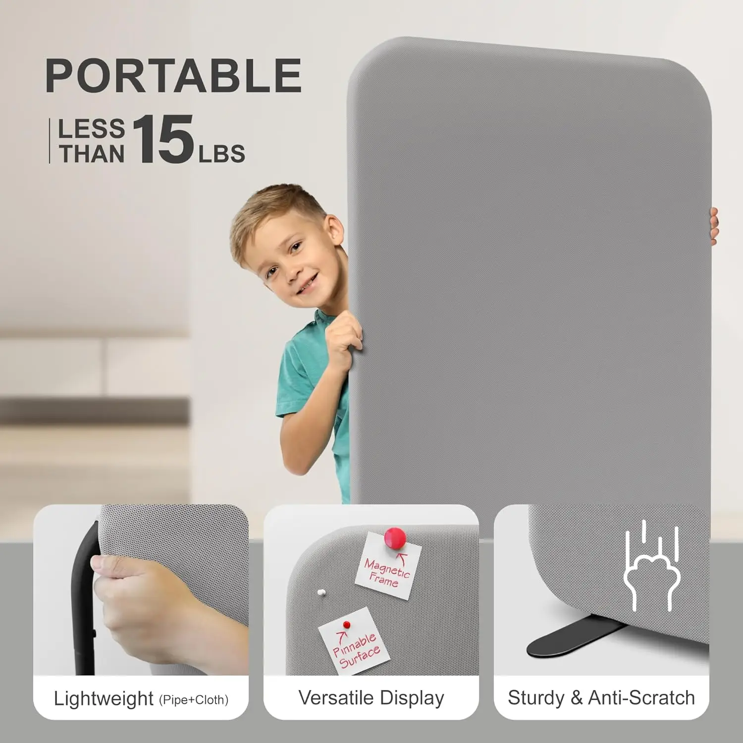 Portable Privacy Divider Panel, 29x65 Inch Steel Frame, Scratch-Resistant for Office Home Studio