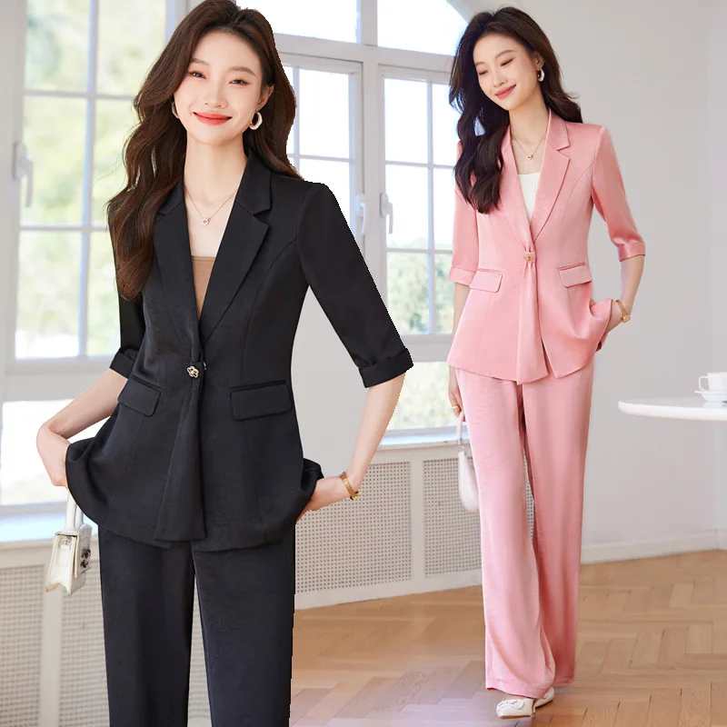 Black Suit Set Women's High-Grade Temperament2024Spring and Autumn New Goddess Temperament Workwear Small Suit Jacket