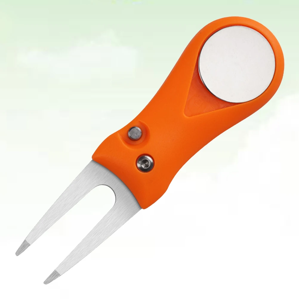 

Stainless Steel Grass Repair Tool Divot Tool Fork ABS Plastic Handle Folding Fork Training Tools (Orange)