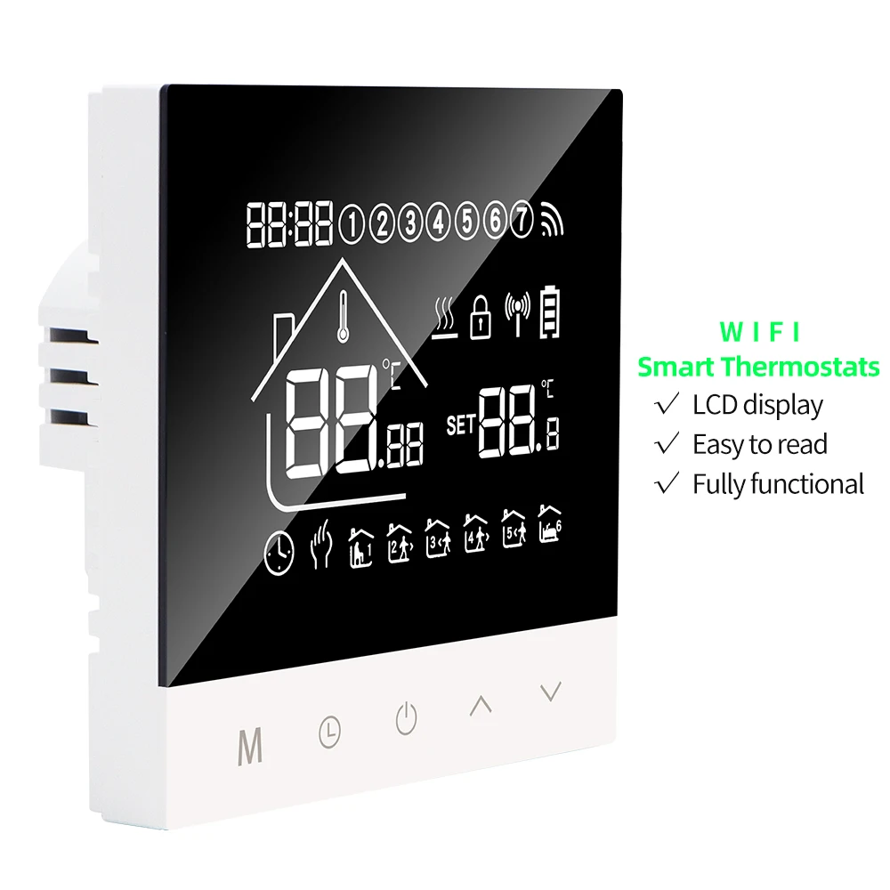 Smart Thermostat Programmable Tuya Wifi Temperature Controller Electric Floor Heating Water/Gas Boiler LCD Display Touch Screen