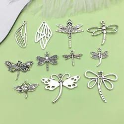 20/22pcs Antique Silvery Dragonfly Design Charms Alloy Insect Pendants For DIY Bracelet Necklace Jewelry Making Accessories