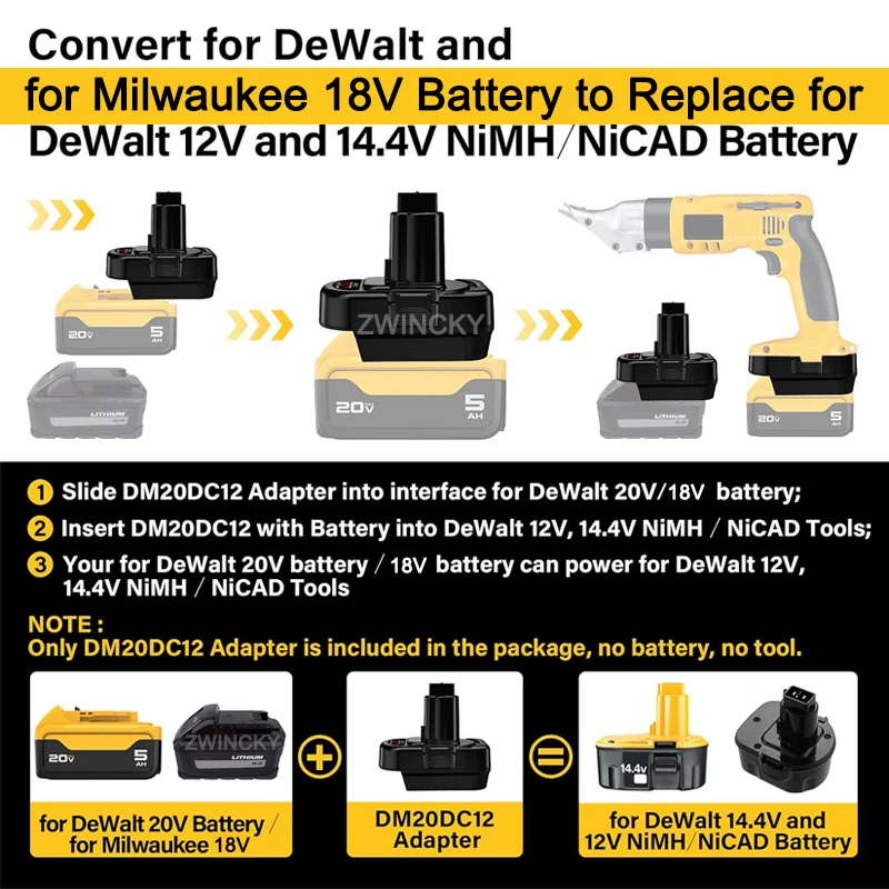 Battery Adapter Converter For Dewalt/Milwaukee 18V Li-Ion Battery To For Dewalt 12V/14.4V Ni-MH Cordles Power Tool DW9071 DC9071