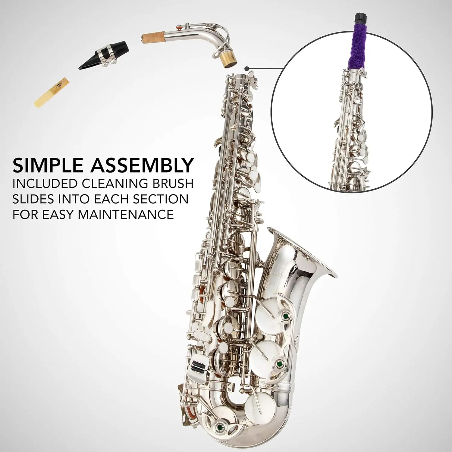 Kit sassofono E Flat Brass Sax, suono professionale, accessori completi, ideale per tutti i giocatori, include custodia rigida, 10 Re extra